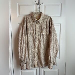 Larry Mahan Cowboy Collection Tan Floral Print Pearl Snap Shirt Size 4X